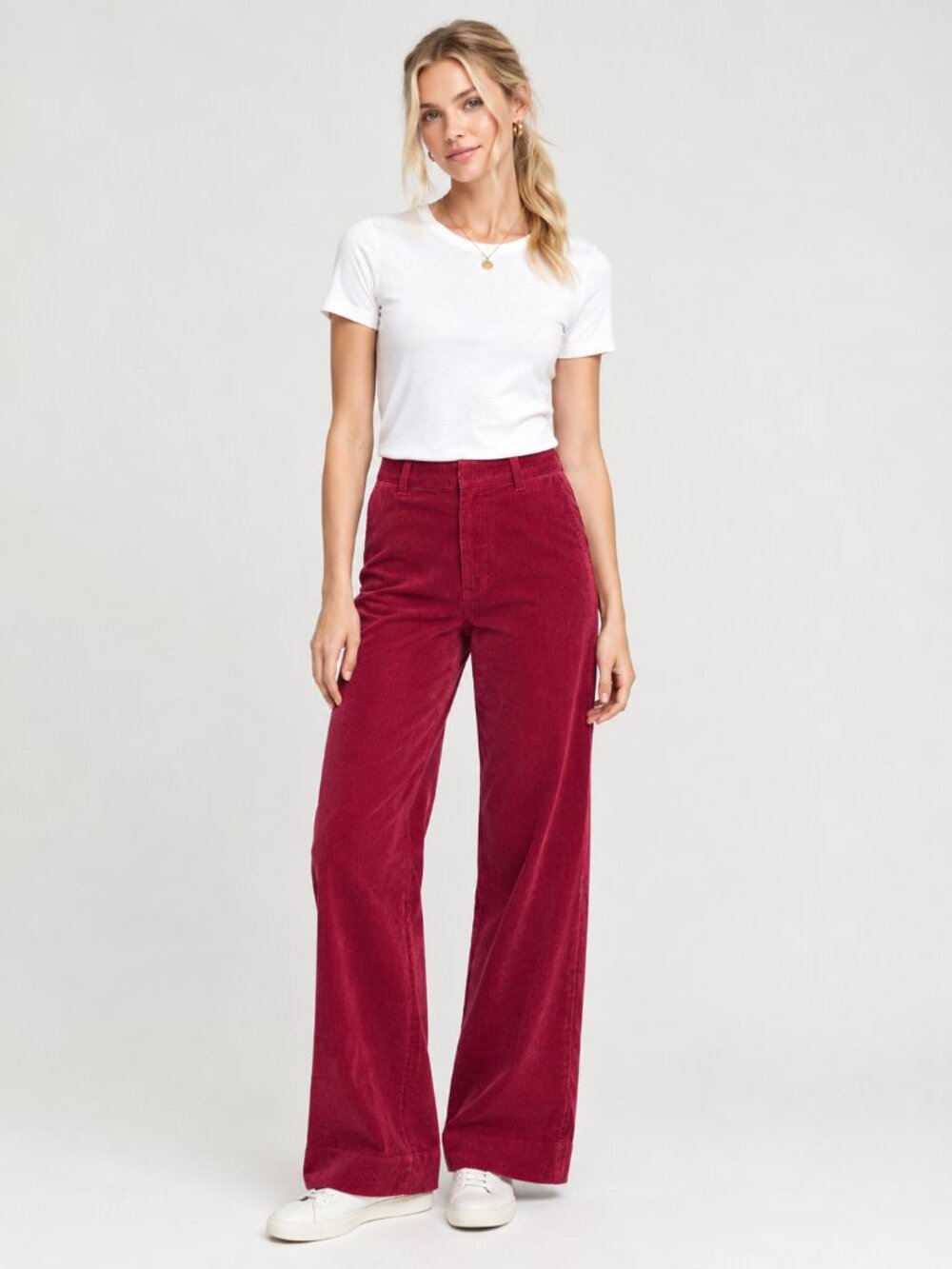2/$30 Lands' End Wide-Leg Corduroy Pant Burgundy 10 #A4984
